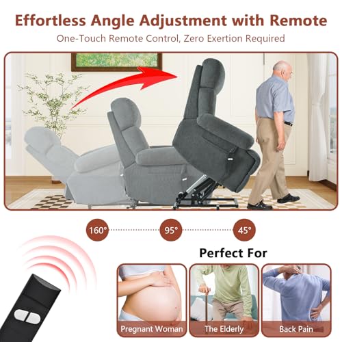Small Power Lift Recliner for Elderly, Lift Chair Recliners, Electric Recliner Chairs for Seniors, Remote Control, Adjustable, Side Pocket (Navy Blue)