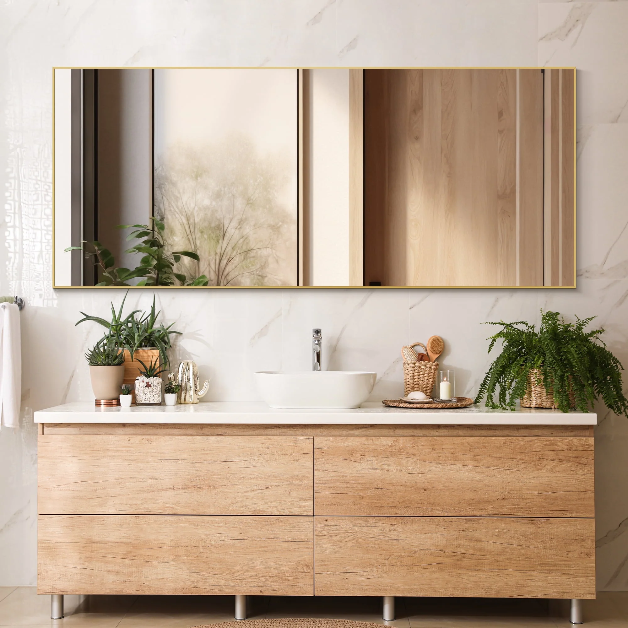 EDX Full Length Mirror 64x21 Full Body Mirror Rectangle Free Standing Wall Mounted Leaning Hanging Floor Mirrors, Black