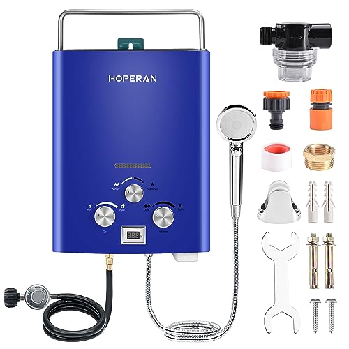 Outdoor Propane Water Heater - 1.6GPM 6L Portable Gas Water Heater, Easy to Install, Propane Tankless Water Heater, Instant Hot Water for Shower