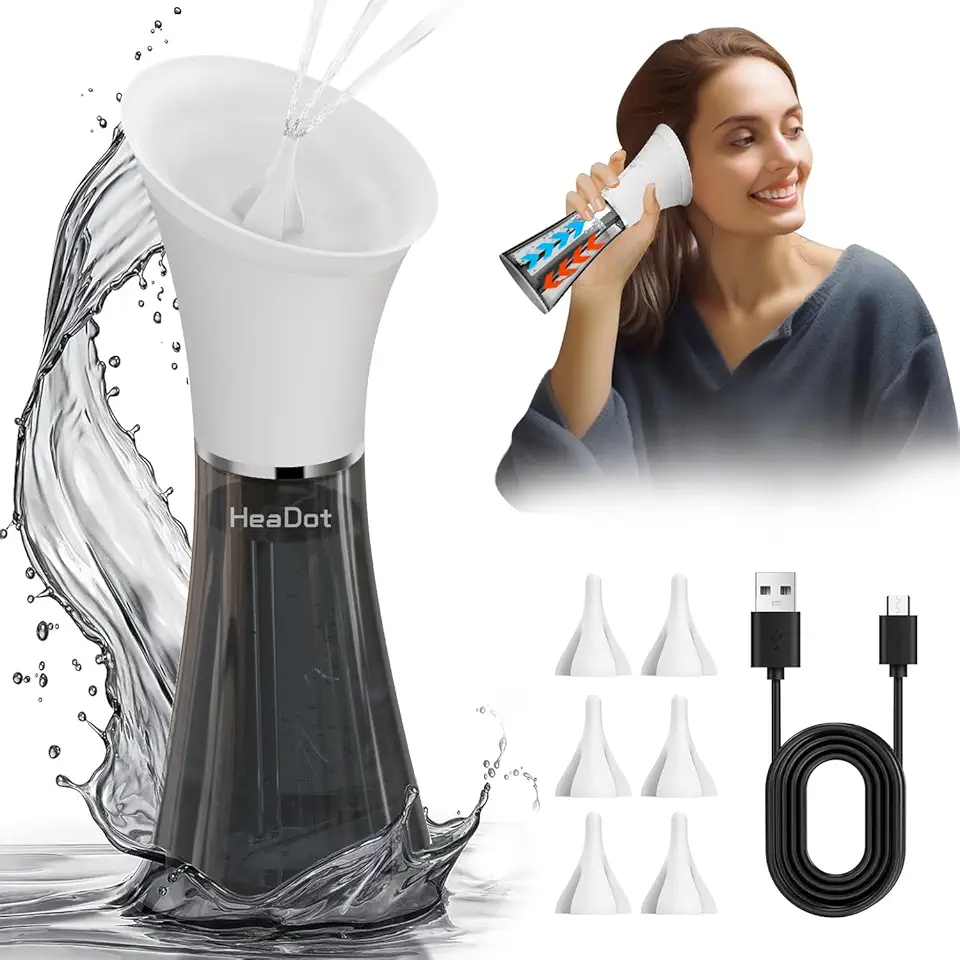 Electric Ear Wax Removal Tool,Water Powered Ear Cleaner,Ear Cleaning Kit with 6 Tips,4 Pressure Settings