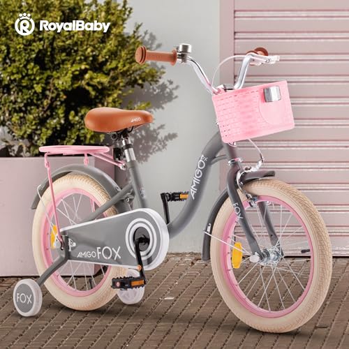 Royalbaby Princess Girls Kids Bike 12 14 16 18 20 Inch Children Bicycle with Basket for Age 3-12 Years