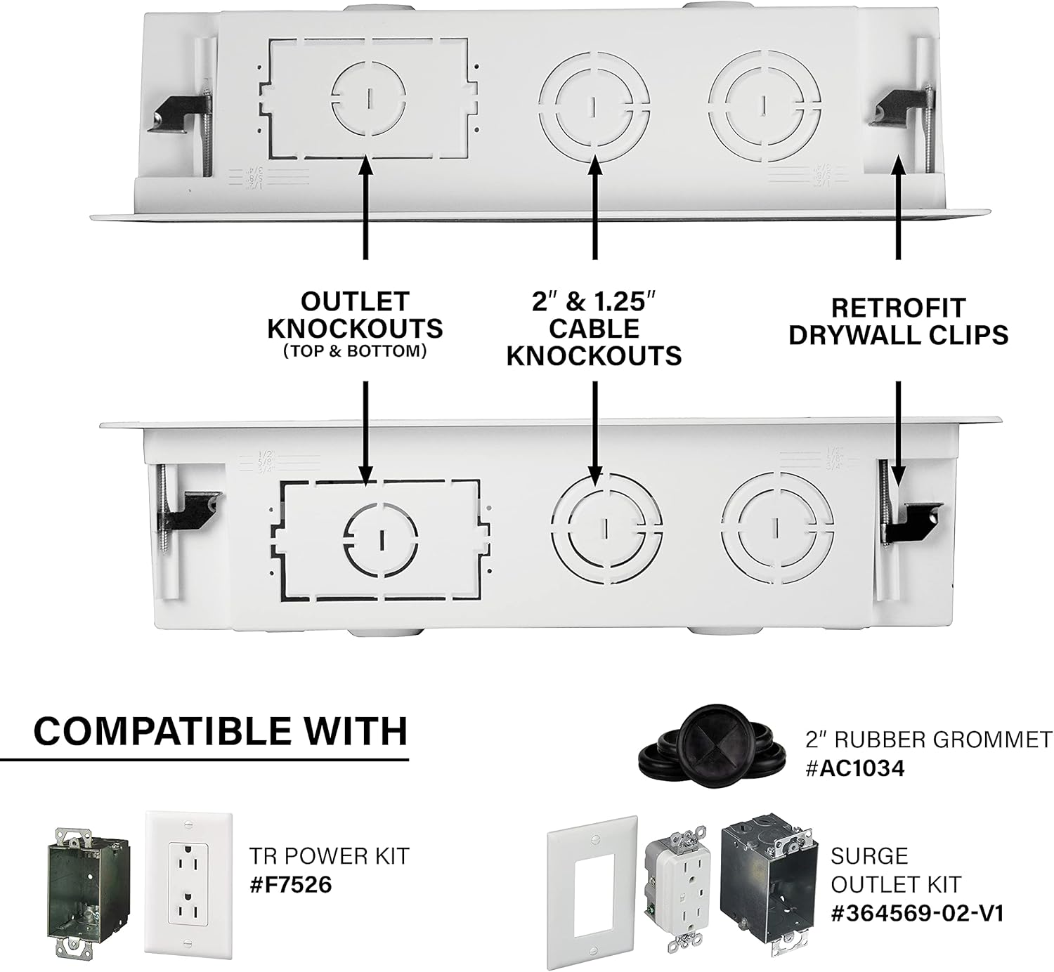 Legrand - OnQ Cable Management, Structured Media Enclosure, in-Wall Enclosure, TV Home Theater Box, Recessed Storage Box, Dual Purpose, 17 Inches