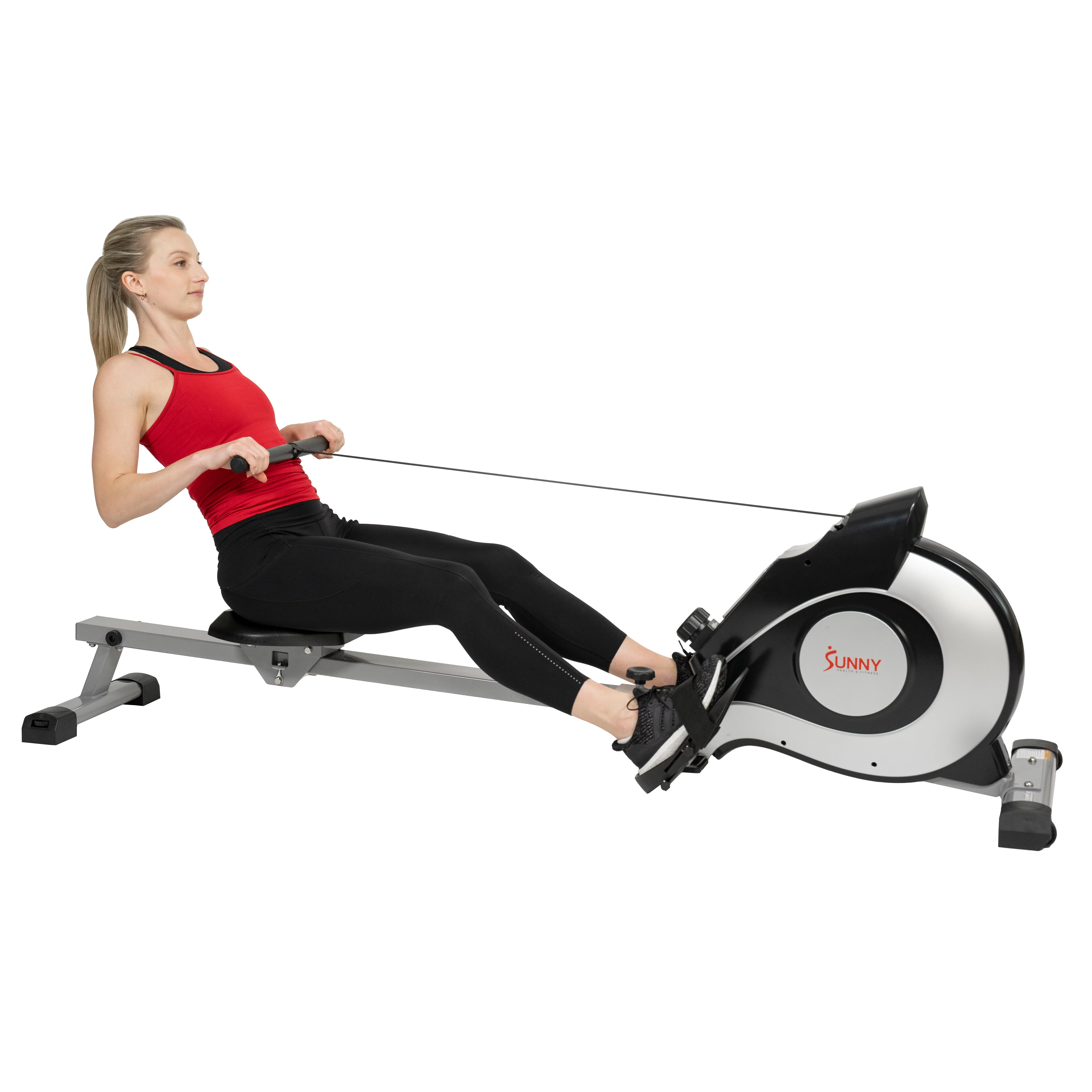 Sunny Health & Fitness Smart Magnetic Rowing Machine with Extended Slide Rail with Optional Exclusive SunnyFit® App Enhanced Bluetooth Connectivity