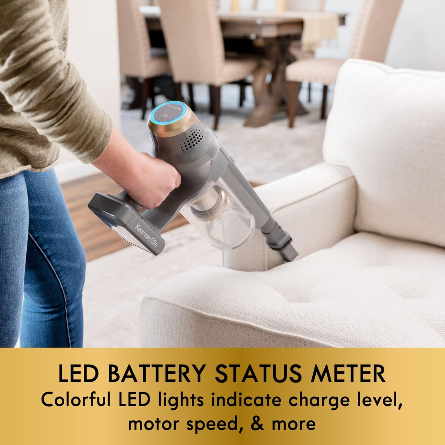 Kenmore DS4095 21.6V Cordless Stick Vacuum Lightweight Cleaner with 2-Speed Power Control, LED Headlight, Converts to Handheld for Hardwood Floors