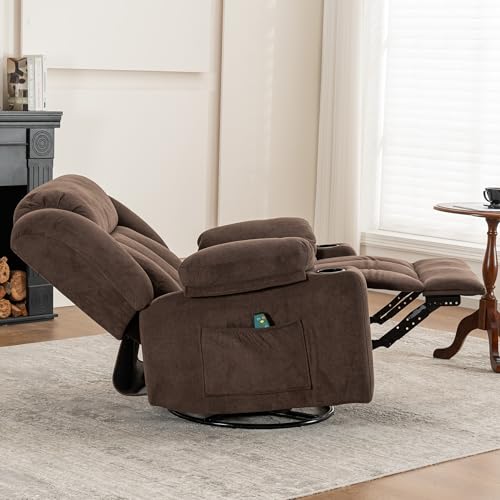 Rocker Swivel Recliner Chair for Adults, Overstuffed Large Manual Recliner Glider with Massage and Heat