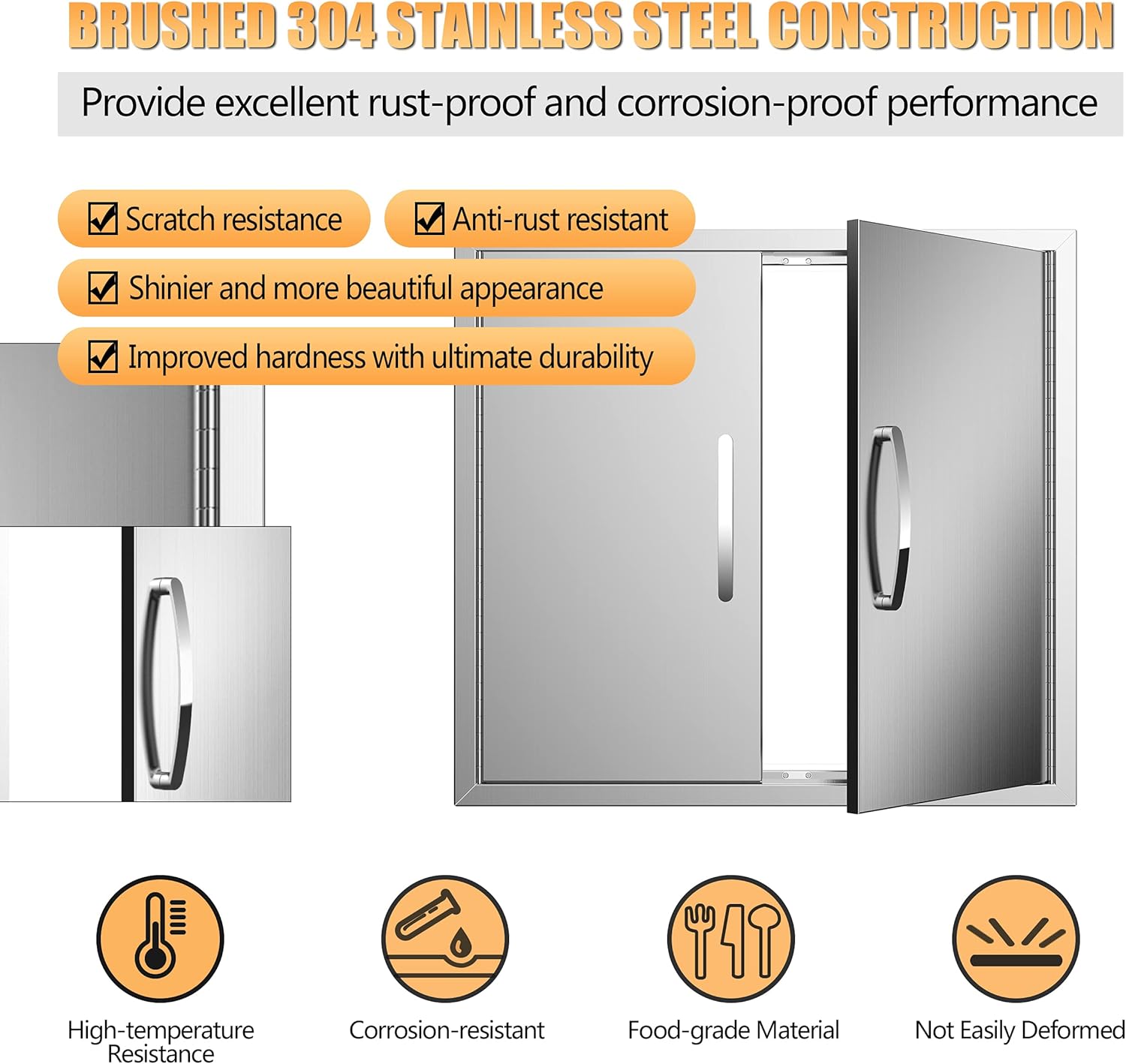 KODOM Outdoor Kitchen Doors 31W x 24H BBQ Double Access Door