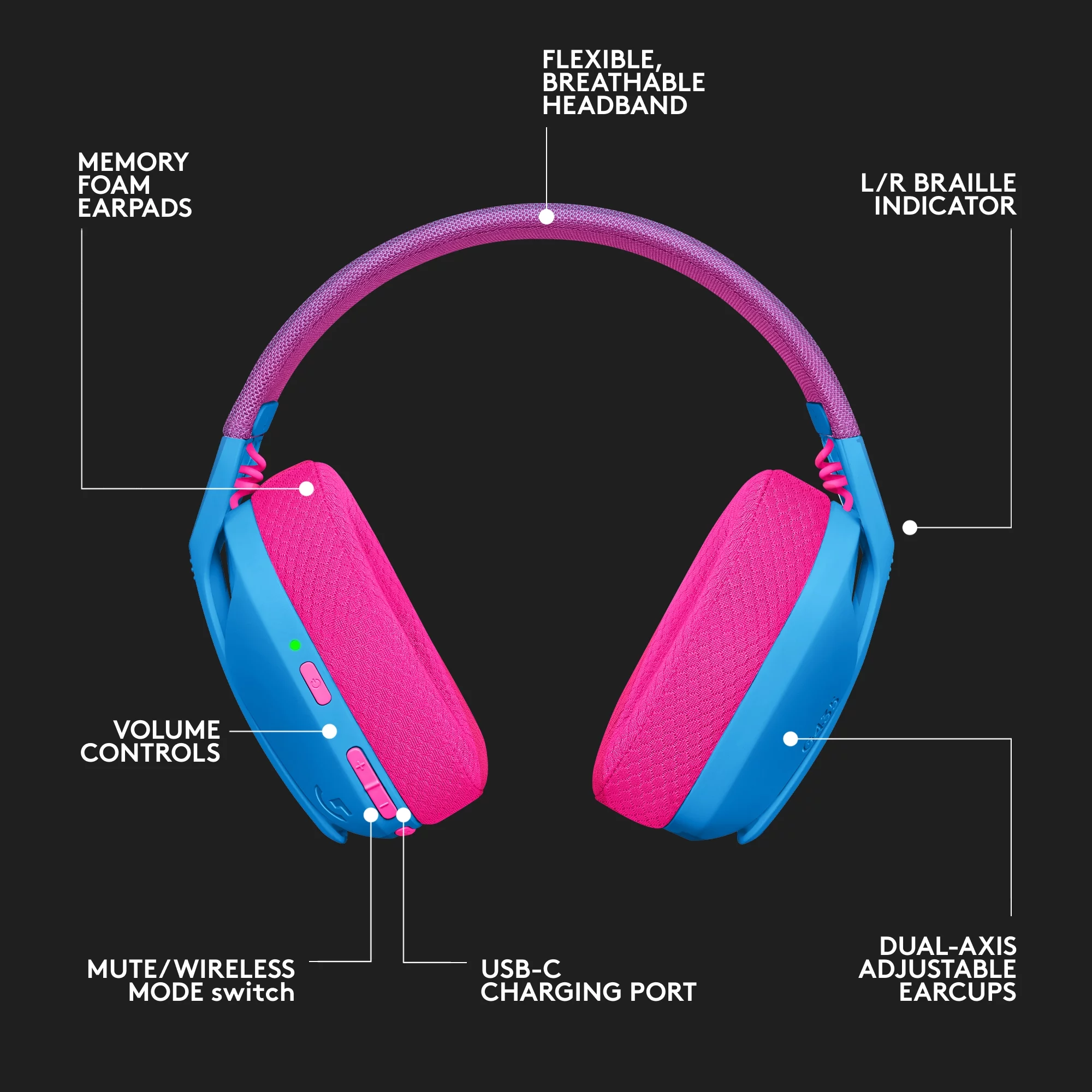 Logitech G435 LIGHTSPEED and Bluetooth Wireless Gaming Headset - Lightweight over-ear headphones, built-in mics, 18h battery