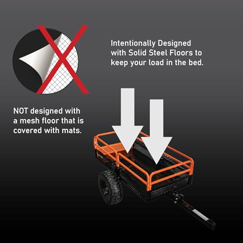 Impact IMPLEMENTS® 1500lb Utility Cart Cargo Trailer with Solid Steel Floor for Lawn/Garden Tractors, ATV's