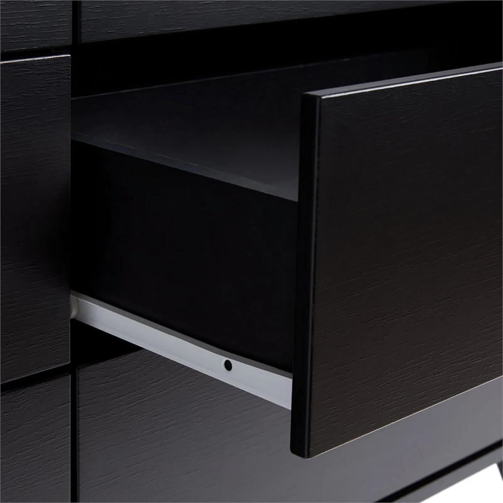 Pemberly Row Simple Wood 6 Drawer Dresser with Cut Out Handles - Black