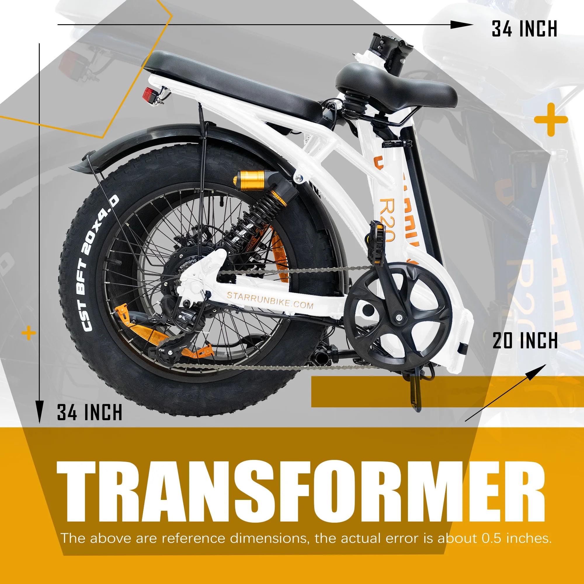 Foldable Electric Bike, Up to 20mph & 48V 20AH Removable Battery & Full Suspension Electric Bicycle for Adults, 20''×4.0'' Electric Bike Fat Tire