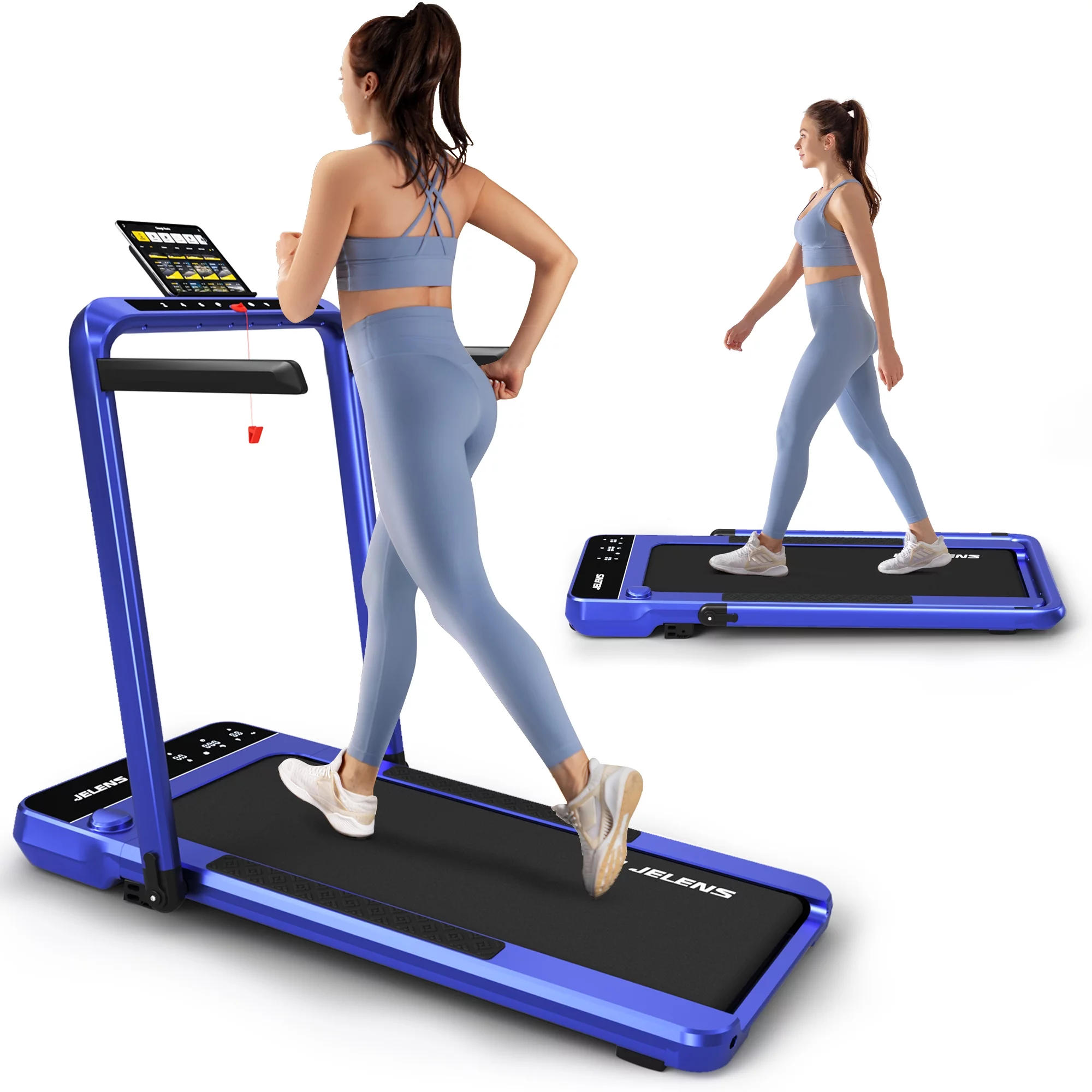 JELENS 2 in 1 Incline Treadmill Under Desk Walking Pad 2.5HP Home Folding Treadmills with Gesture Sensing Control