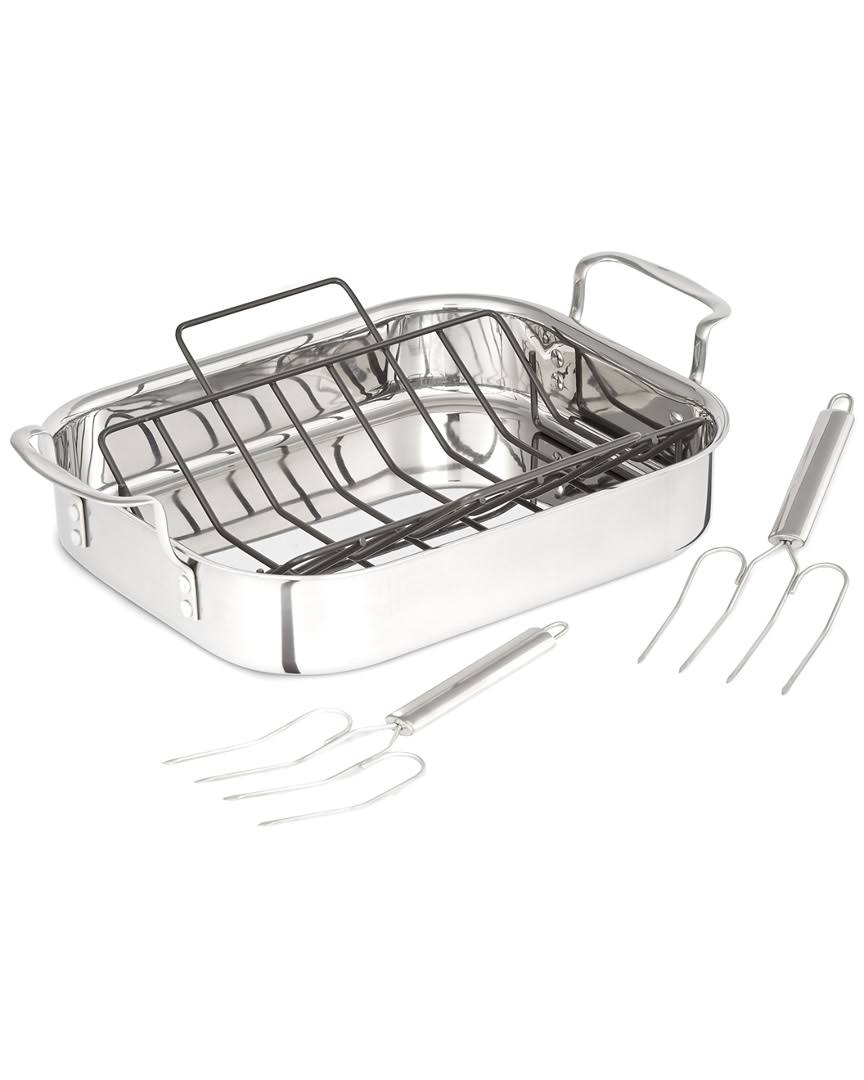 Calphalon Tri-Ply Stainless Steel 14x22 Roaster with Rack and Lifters