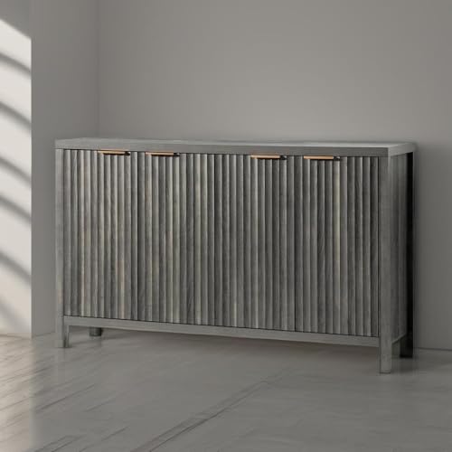 Fluted Sideboard Buffet Cabinet with Storage, 56" Large Buffet Modern Credenza with Adjustable Shelves