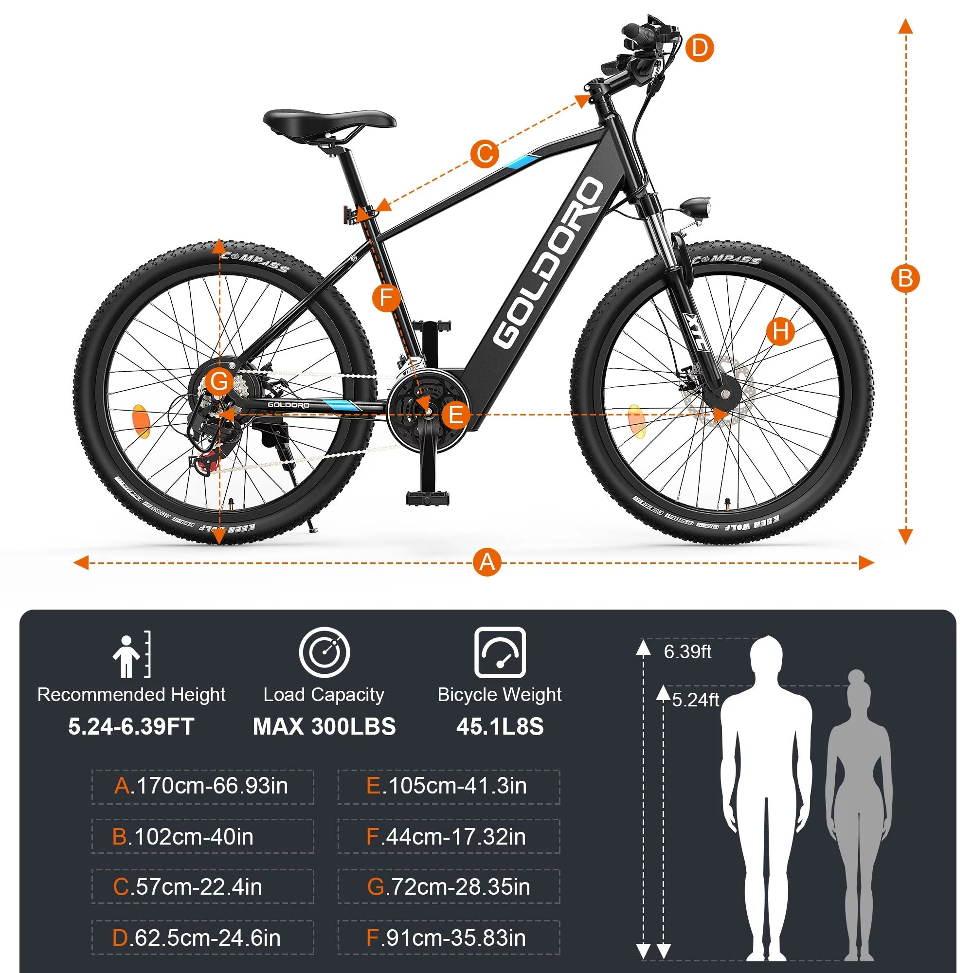 Goldoro Electric Bike for Adult 26" X7 Aluminum Alloy Mountain Bike, 250W/36V, Max 18 mph, 21 Speed