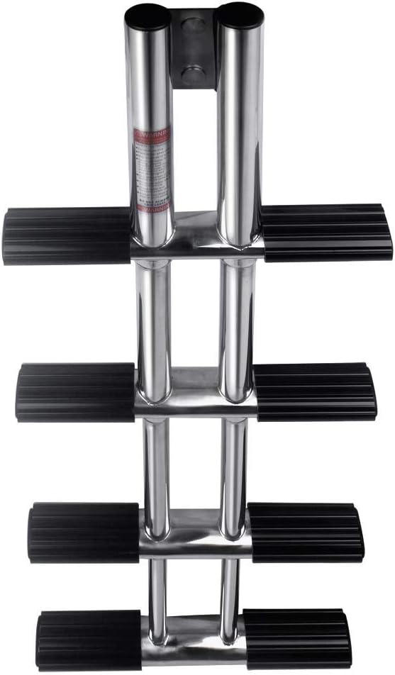 4 Step Dive Ladder Stainless Steel Telescopic Boat Ladder Dual Vertical Ladder for Marine Yacht Camper RV