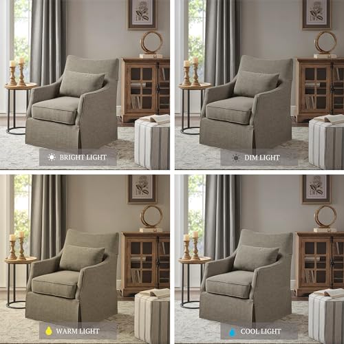 Martha Stewart London Swivel Chair - Solid Wood & Plywood, Skirted Metal Base Accent Armchair