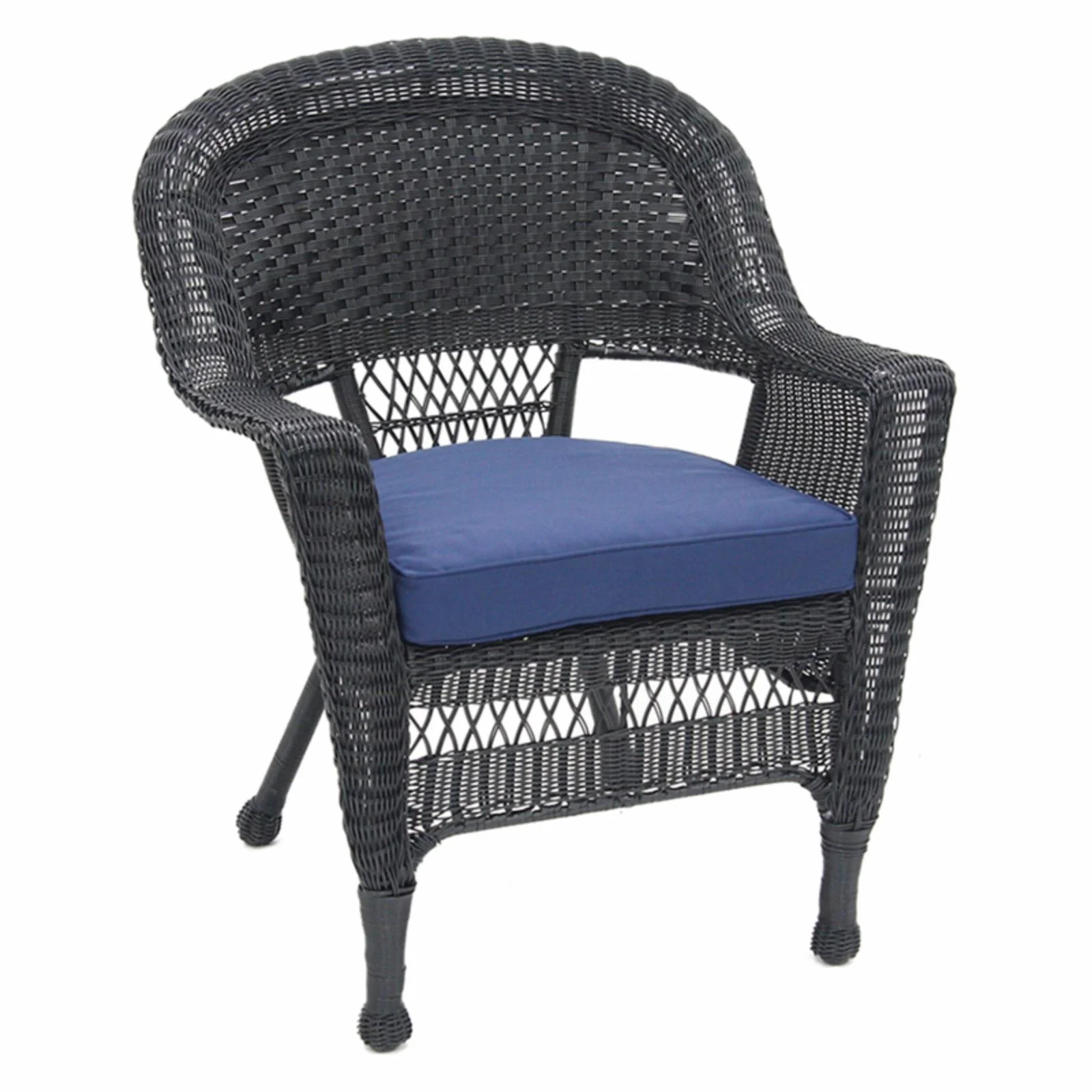 Jeco White Wicker Chair with Green Cushion