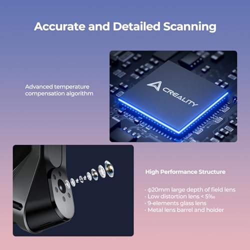 Creality CR-Scan Raptor Pro 3D Scanner for 3D Printing, 22+7 Blue Laser Lines, 30-60fps High Frame Scanning, 24-Bit Full-Color Scans