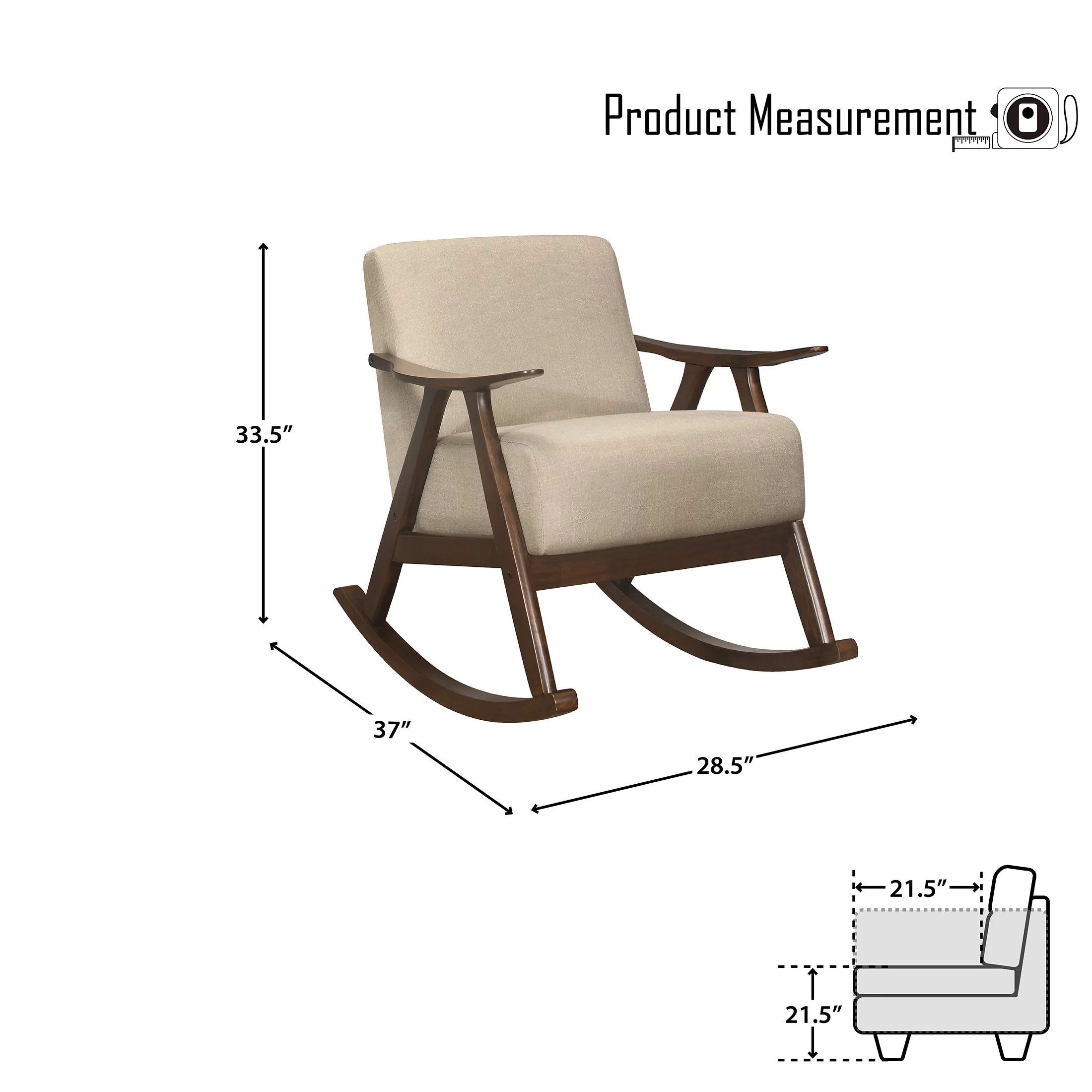 OakvillePark Hamilton Fabric Upholstered Rocking Chair, Light Brown