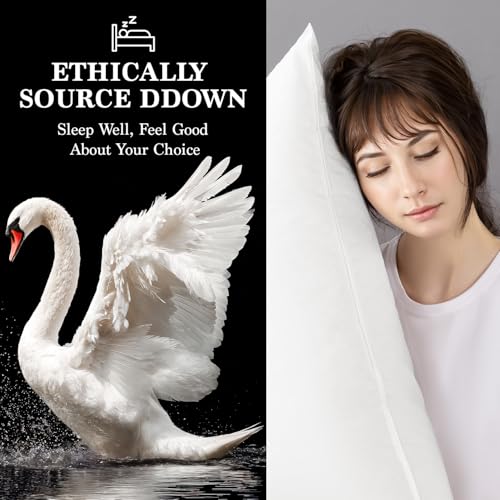 Shilucheng Goose Down and Feather Pillows Queen Size Set of 2 Pack, Luxury Hotel Quality Bed Pillows for Side Back Stomach Sleepers