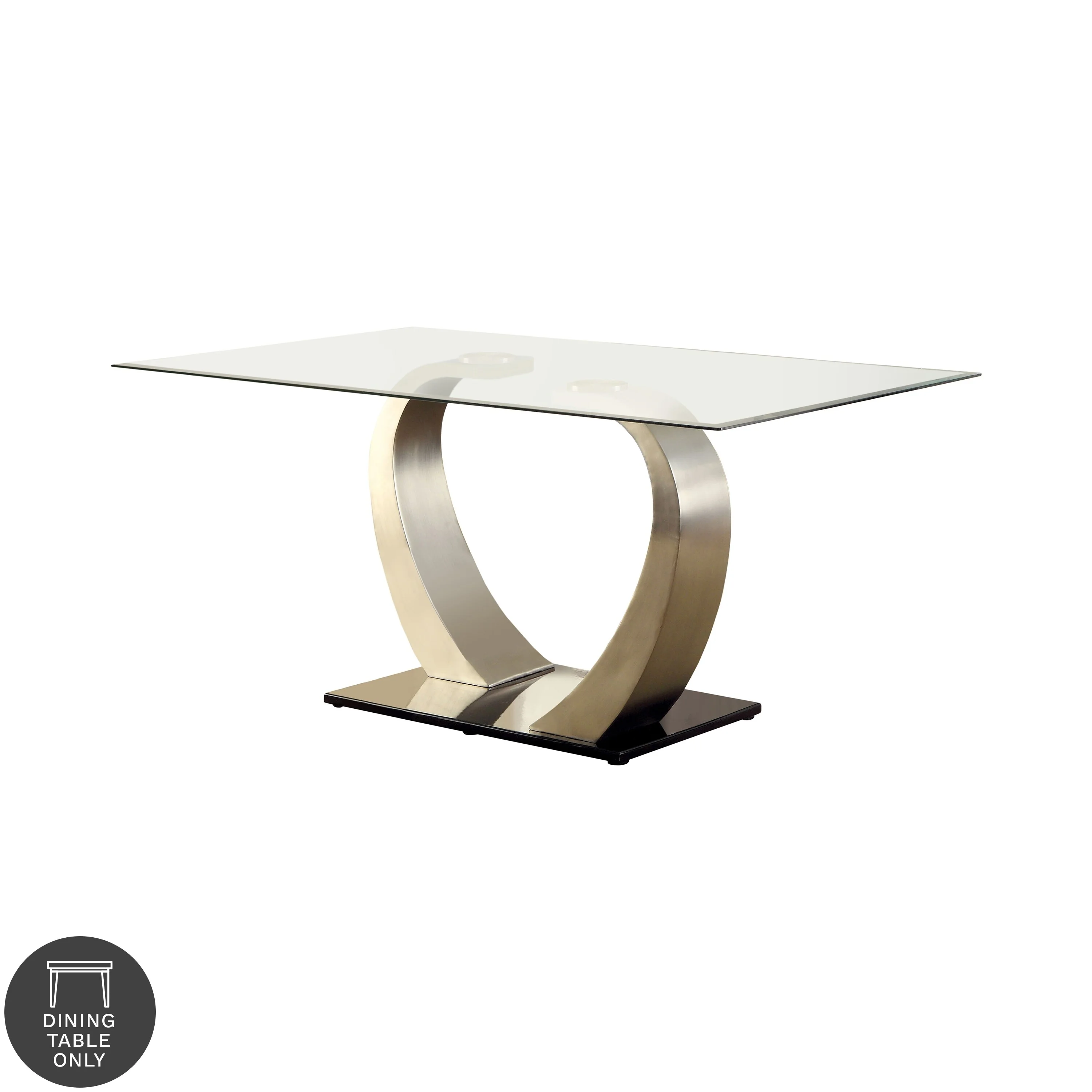 Furniture of America  Jami Modern Silvertone 60-inch Glass Top Dining Table