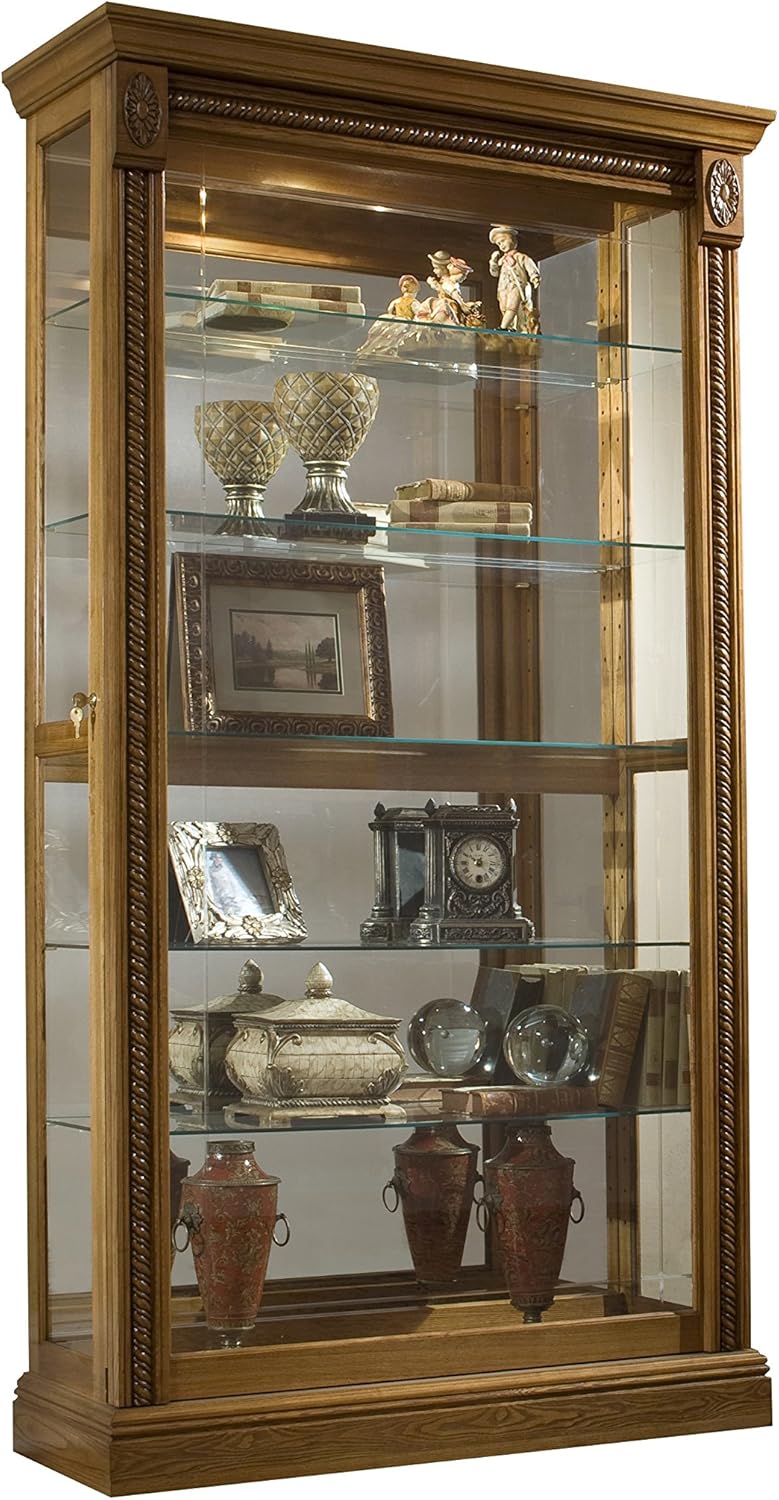 Pulaski Two Way Sliding Door Curio, 43 by 17 by 80-Inch, Medium Brown