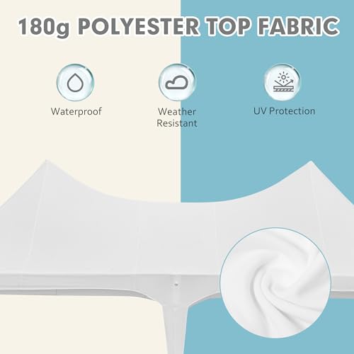 EROMMY 26x19ft Party Tent, White Wedding Tent, Decagonal Heavy Duty Canopy with 8 Removable Sidewalls, 8 Church Windows and 2 Pull-Back Doors