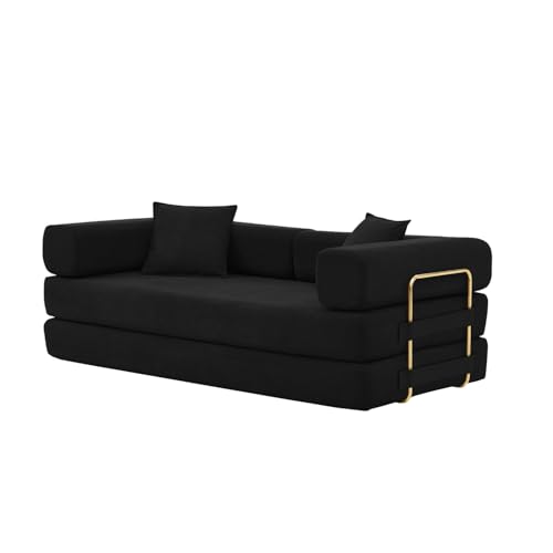 4-in-1 Folding Convertible Sofa Bed, 78 Inch Boneless Couch with Fixed-Shape Frame, Corduroy Loveseat Sleeper with Pull Out Bed