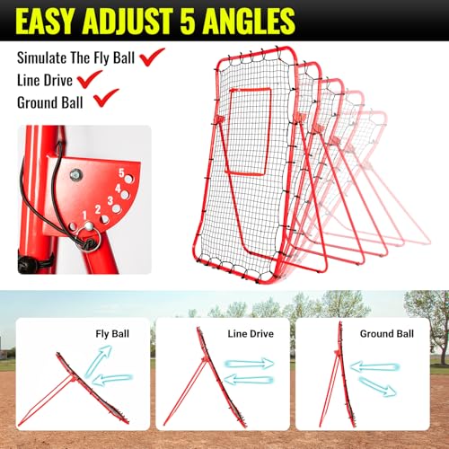 2 in 1 Baseball Rebouder Net and Pitching Net, Adjustable Pitch Back Baseball Rebounder with Strike Zone,Base Ball Bounce Back Net for Pitching