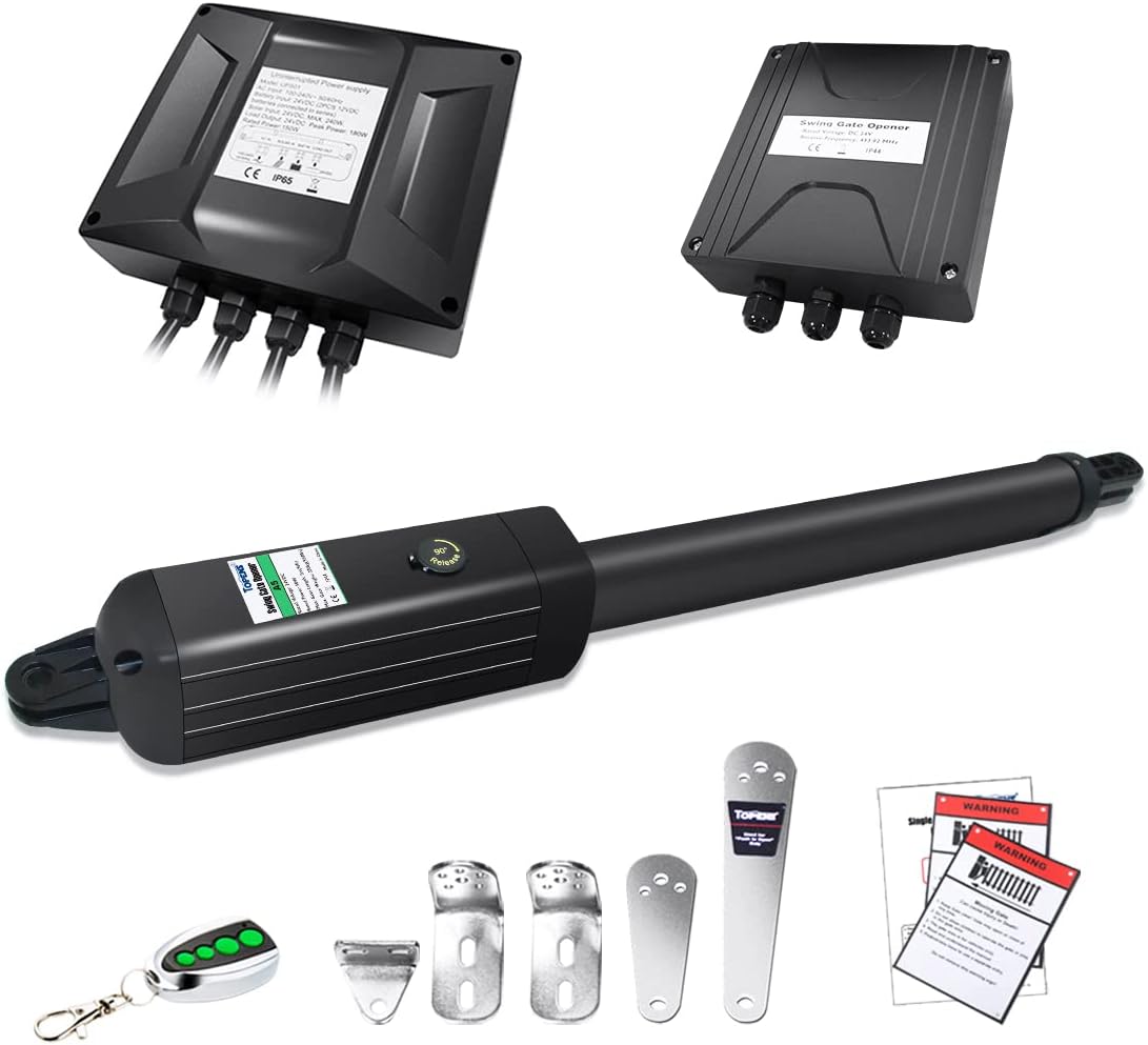 TOPENS A5131 Single Swing Gate Opener Medium Duty Automatic Gate Motor for Single Swing Gates Up to 16ft