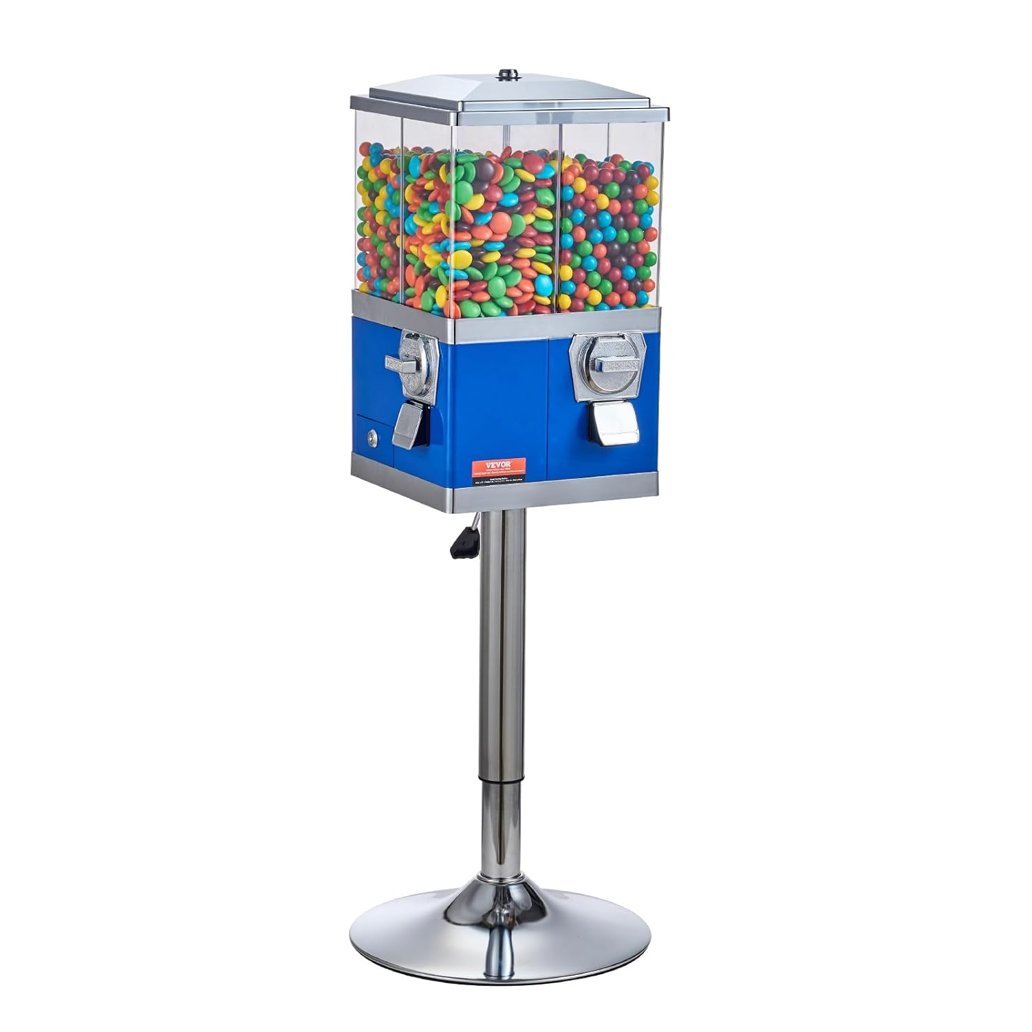 VEVOR Commercial Vending Machine, Four Compartment Rotatable Gumball and Candy Dispenser, Adjustable Height Coin Operated Candy Bank with Iron Stand