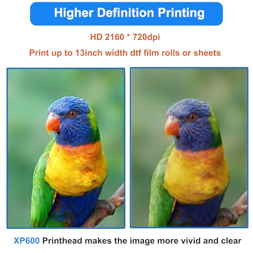 DTF Printer Machine - with XP600 Printhead, Faster Speed Higher Resolution 5760 * 1440dpi, T Shirt Printer DTF Transfer Machine with Roll Feeder