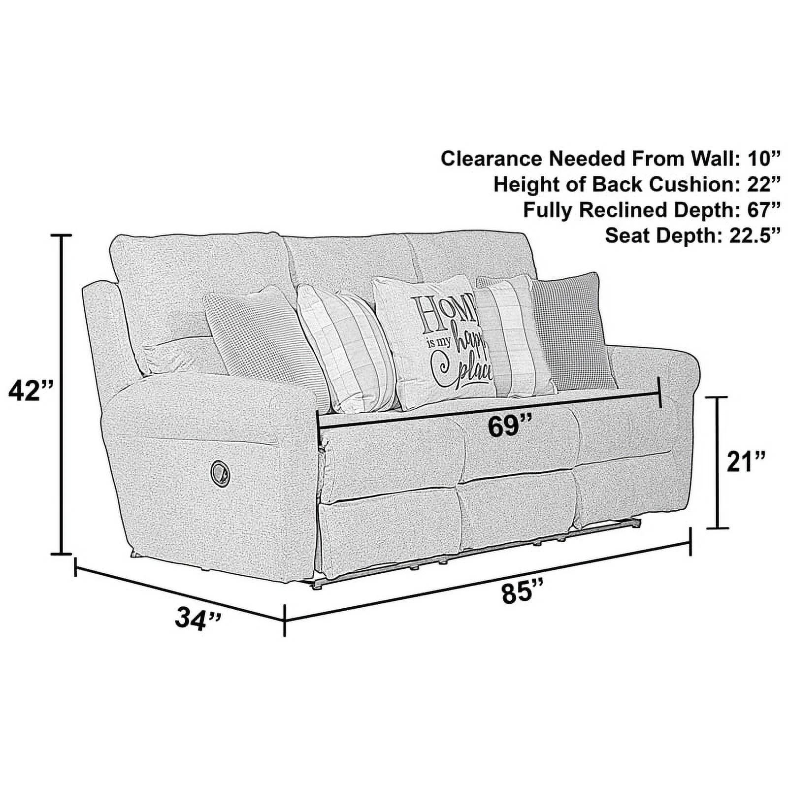 Catnapper Eastland Power Lay Flat Reclining Sofa in Beige Fabric