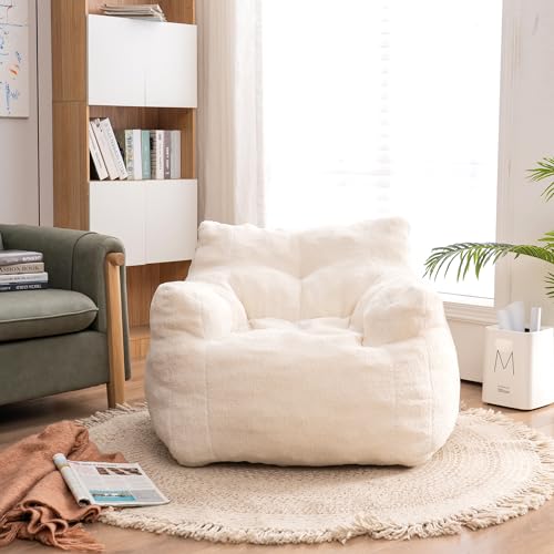 INMOZATA 3FT Bean Bag Chair for Adult Teens Kids(with Filler) Furniture - Soft Teddy Fabric Lazy Sofa Chair