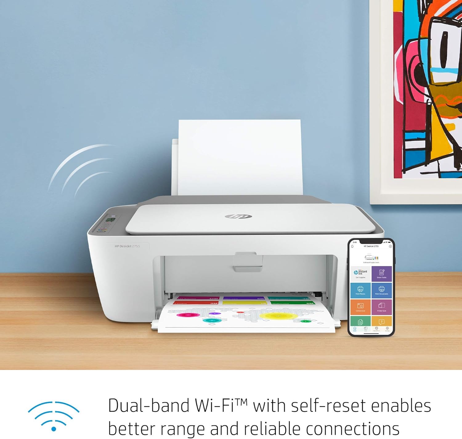 HP DeskJet 2755 Wireless All-in-One Printer | Mobile Print, Scan & Copy | HP Instant Ink Ready (3XV17A) (Renewed) Pack of 2