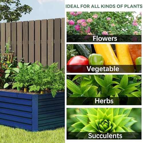 FOOWIN 2pcs 8x4x2ft Galvanized Raised Garden Bed, Planter Raised Garden Boxes Outdoor, Large Metal Raised Beds for Gardening