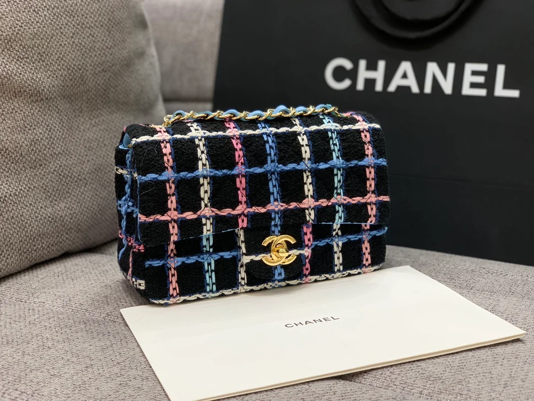 Chanel Navy Sparkle Tweed Classic Mini Rectangular Flap Bag For Women 20cm/7.5in