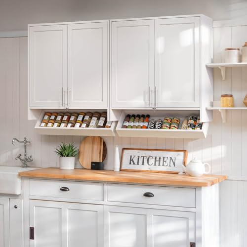Wall Storage Cabinet - Kitchen Laundry Wall Amount Cabinet with Two Shaker Doors and Shelf, in Grey, 24'Wx2 Pcs
