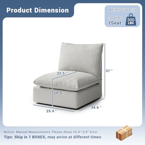 Cloud Modular Sectional Sofa, Waterproof Down Filled Sectional Sofas, High Backrest V Shaped 5 Seater Sectional Couches for Living Room