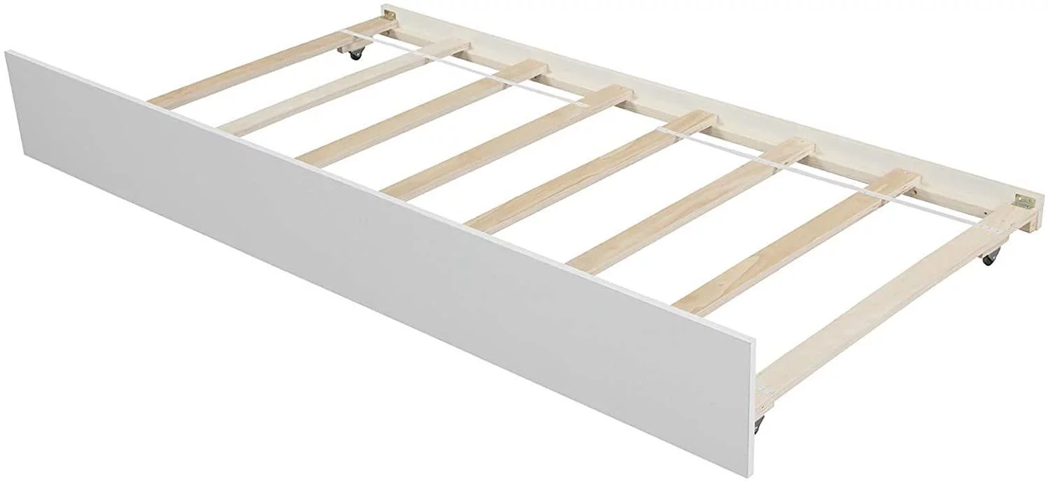Wood Daybed with a Trundle Daybed Twin Size, Standard Twin Bed Frame, No Box Spring Required (White Daybed with Trundle)