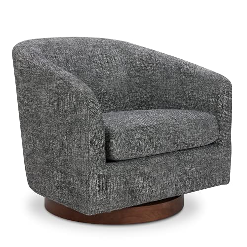 CHITA Swivel Accent Chair, FSC Certified Upholstered Fabric Barrel Chair for Living Room, Fully Assembled, Flax Beige