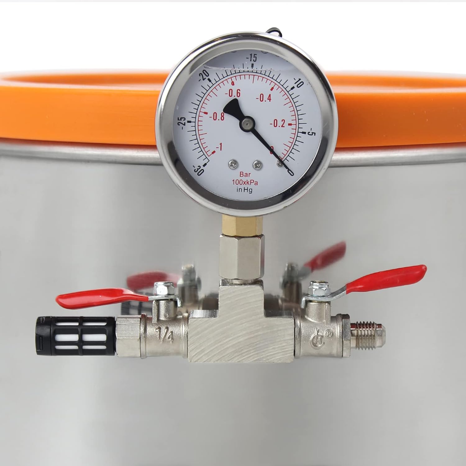 Poofzy 3 Gallon Tempered Glass Lid Stainless Steel Vacuum Chamber Kit for Degassing Silicones, Epoxies and Stabilizing Wood