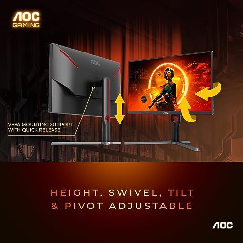 AOC C27G2Z 27" Curved Frameless Ultra-Fast Gaming Monitor, FHD 1080p, 0.5ms 240Hz, FreeSync, 2x HDMI 2.0, 1x Display Port, Height Adjustable