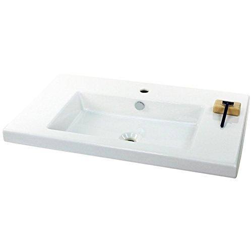 Nameeks CAN02011 Tecla 31-1/2x22 Ceramic Wall Mounted / Drop in Bathroom Sink with White / Three Hole