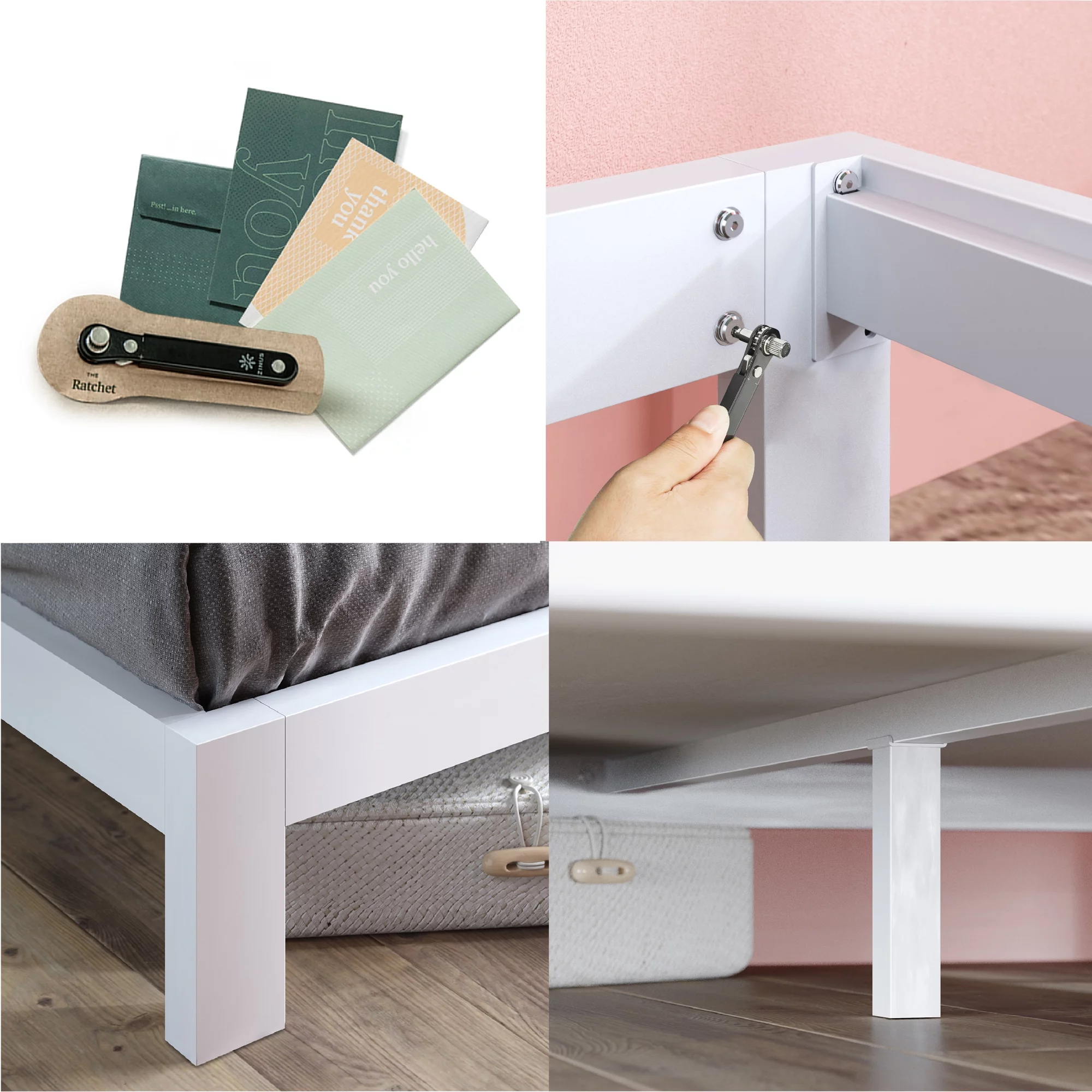 Zinus Arnav 10 White Metal Platform Bed Frame, Queen