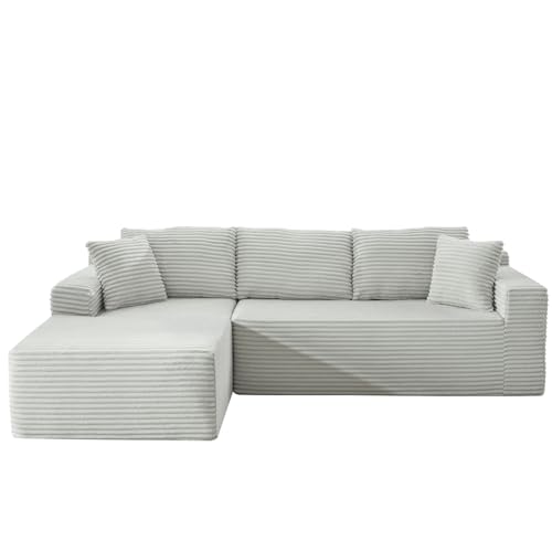105 Inch Cloud Sectional Couch,Modern Modular Sectional Sofa with Deep Seat,Corduroy Boneless Couches with L-Shape Chaise for Living Room Bedroom