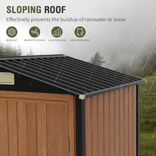 Outdoor Storage Shed, 5x3 Ft Metal Steel Tiny House with Lockable Door, Vertical Outside Storage Building for Garden, Backyard, Lawn, Patio Utility