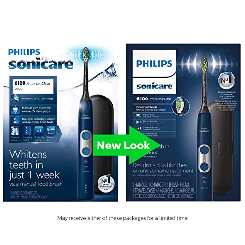 PHILIPS Sonicare ProtectiveClean 6100 Rechargeable Electric Toothbrush, with Pressure Sensor, 3 Cleaning Modes, SmarTimer and QuadPacer