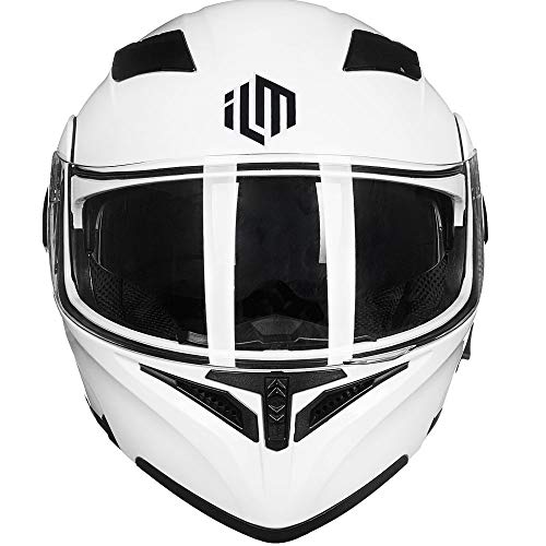 ILM Bluetooth Motorcycle Helmet Modular Flip up Full Face Dual Visor Mp3 Intercom FM Radio DOT Model 902BT(Matte Black, Large)
