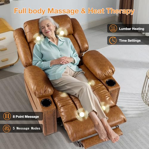 Triple Motor Large Power Lift Recliner Chair for Elderly with Heat and Massage, Lay Flat Lift Chairs for Seniors Infinite Position, Extended Footrest